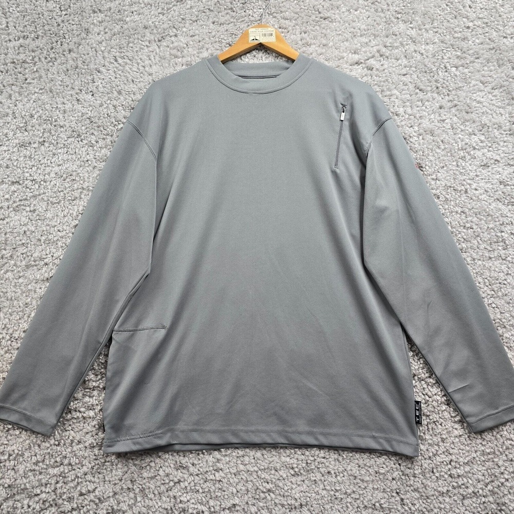 Scottevest Mens Tech Long Sleeve Pullover Shirt Size L Gray Travel Utility